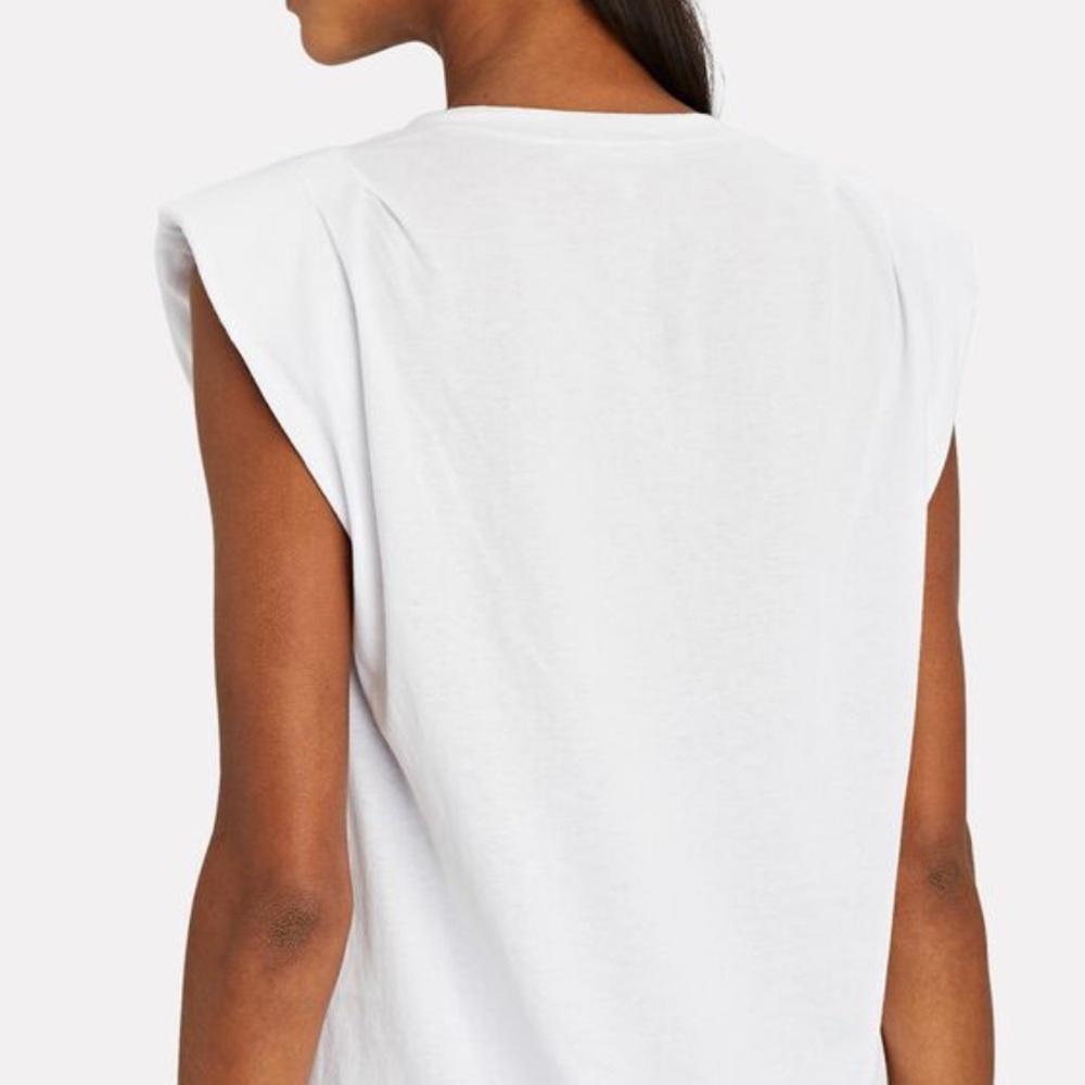 FRAME Padded Shoulder V-Neck T-Shirt - Picture 3 of 7